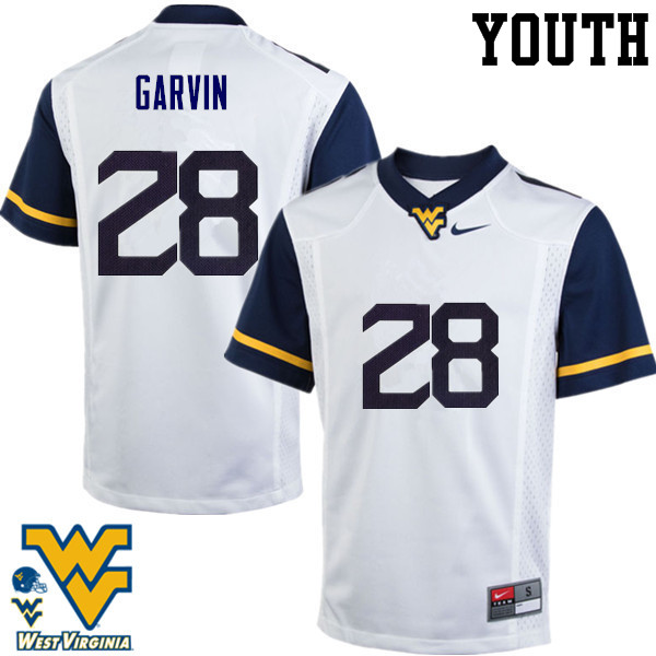 Youth #28 Terence Garvin West Virginia Mountaineers College Football Jerseys-White